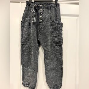 Free People acid wash button fly drop crotch style pants